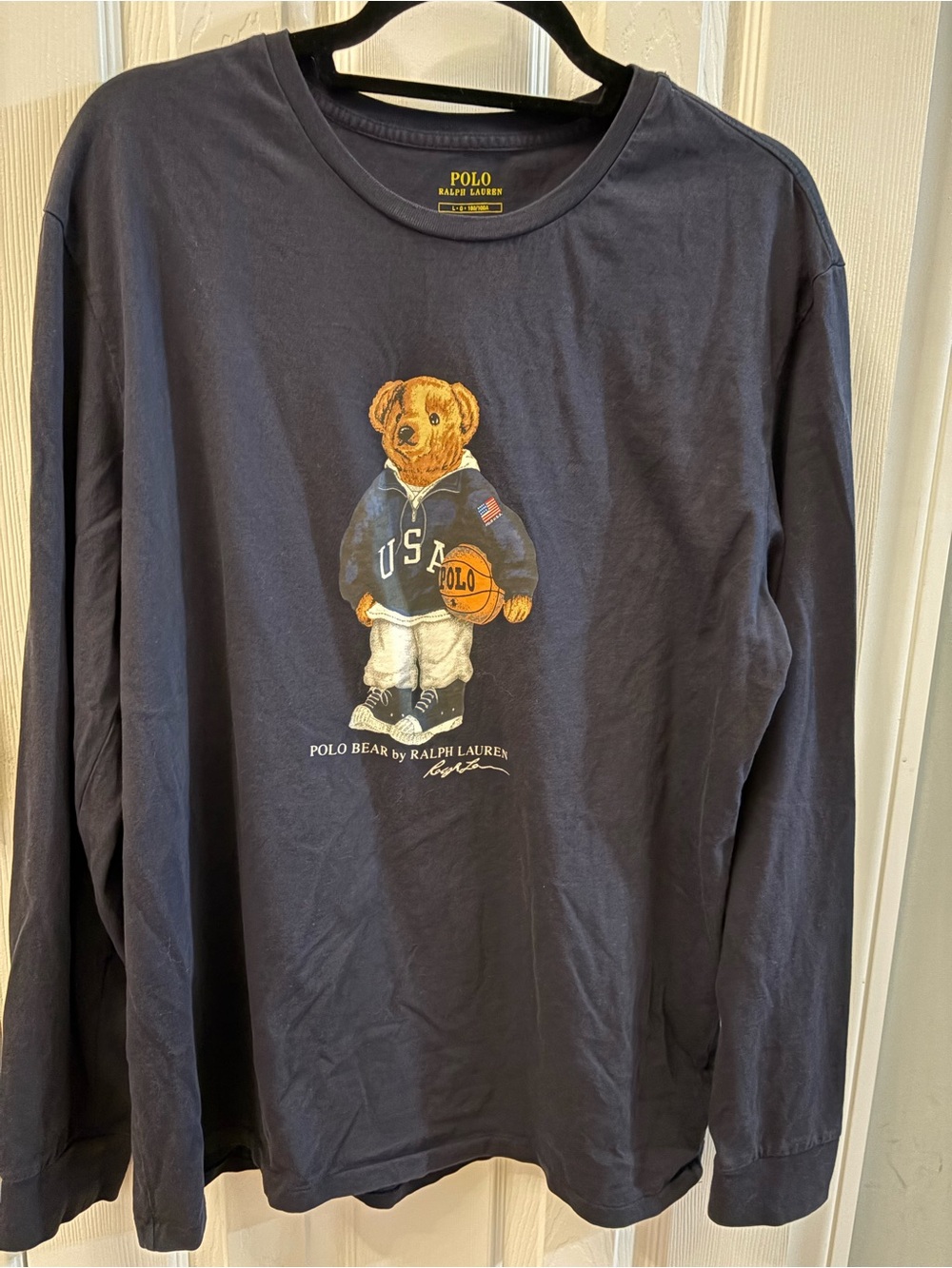 Polo by Ralph Lauren USA Navy Bear Graphic Long-Sleeve Tee